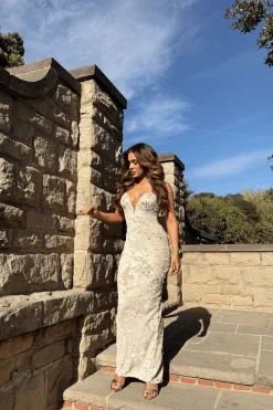 JLUXLABEL Stone Gilded Sequin Maxi Dress