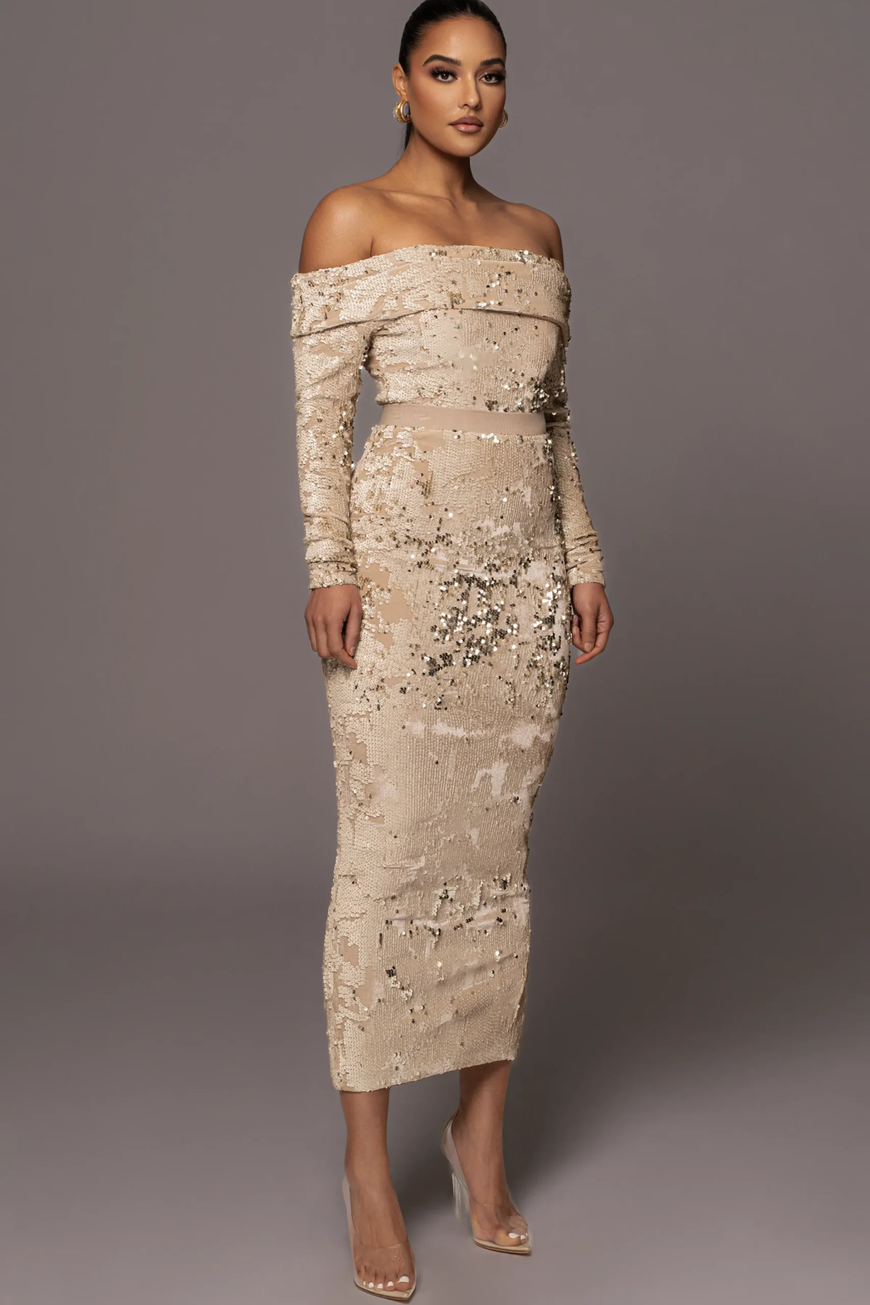 JLUXLABEL Stone Impressions Sequin Skirt