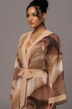 JLUXLABEL Tan Abstract Alissa Printed Duster
