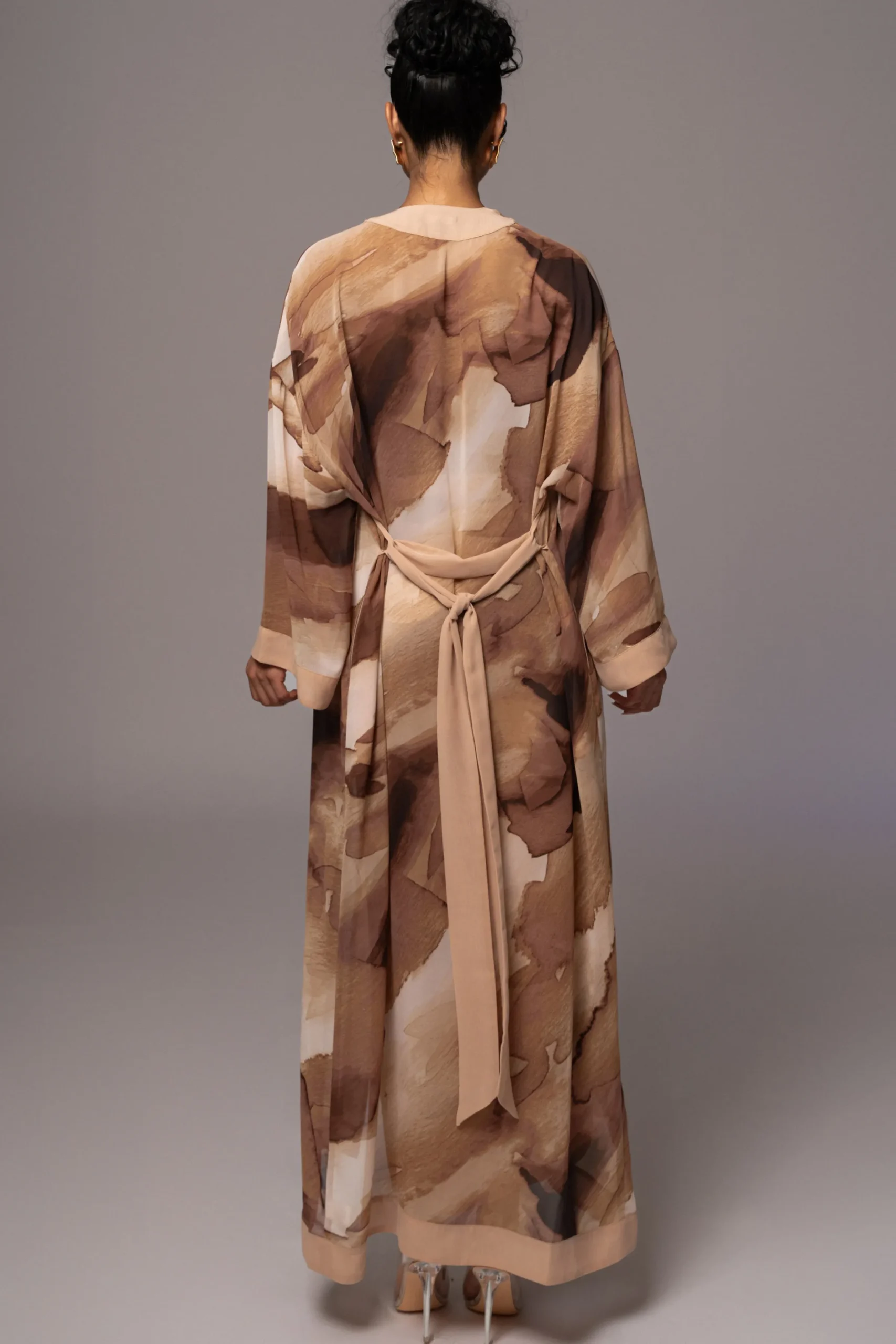 JLUXLABEL Tan Abstract Alissa Printed Duster
