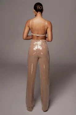 JLUXLABEL Tan Elowen Sequin Trousers