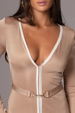 JLUXLABEL Tan Juki Maxi Dress