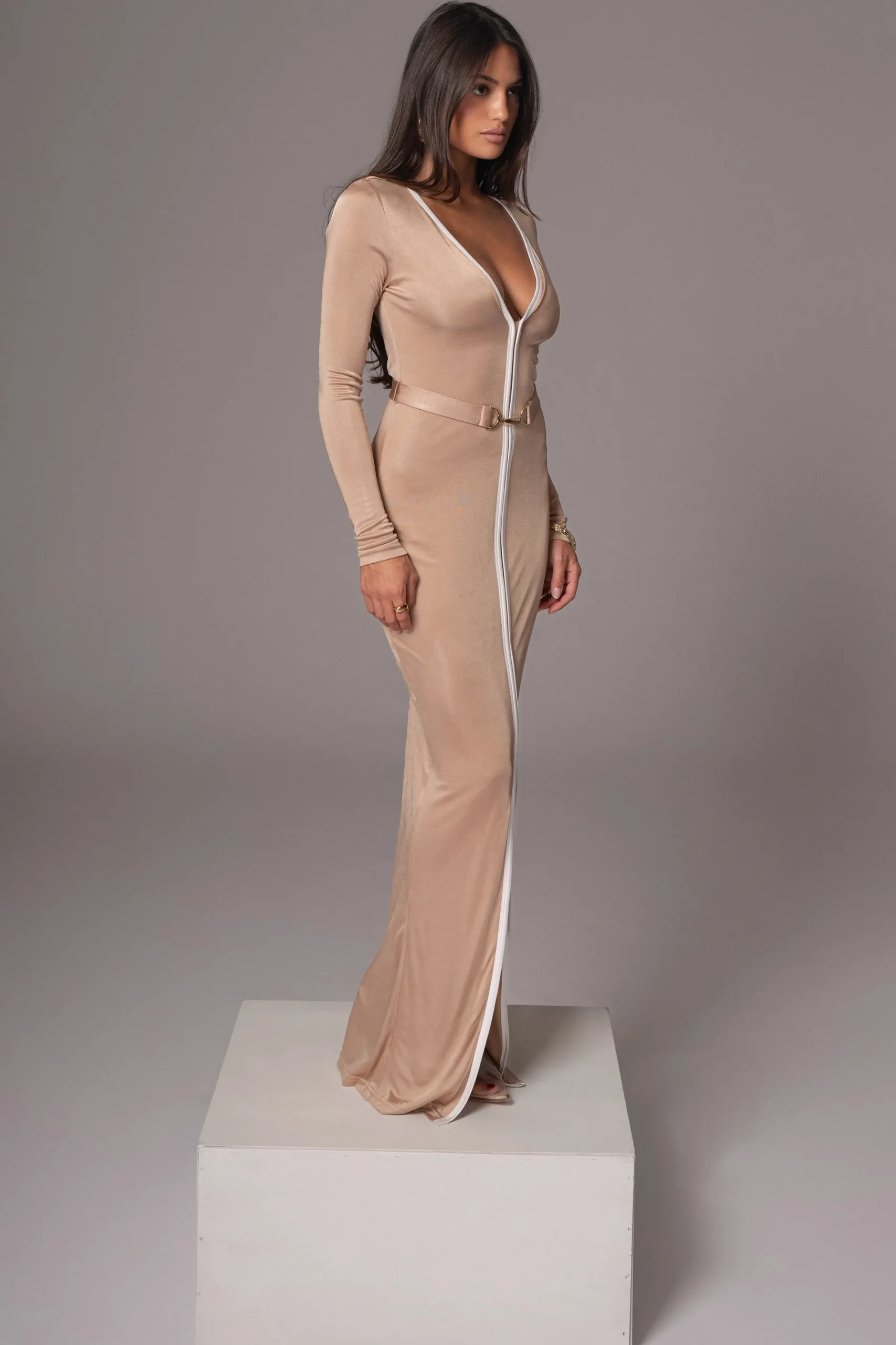 JLUXLABEL Tan Juki Maxi Dress