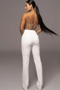 JLUXLABEL Tan Limited Edition Rhinestone Crystal Corset