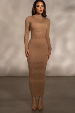 JLUXLABEL Tan Lina Knit Maxi Skirt