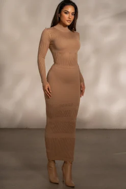 JLUXLABEL Tan Lina Knit Maxi Skirt