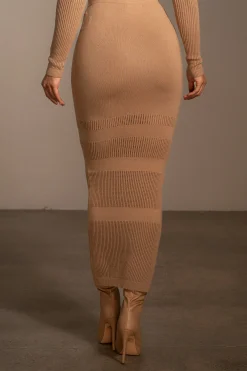 JLUXLABEL Tan Lina Knit Maxi Skirt