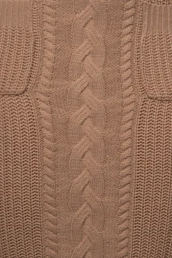 JLUXLABEL Tan Missy Cable Sweater Midi Skirt