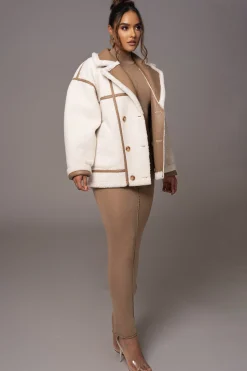 JLUXLABEL Tan Never Settle Reversible Teddy Jacket