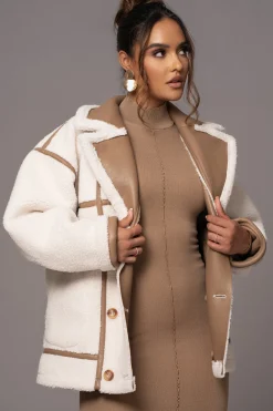 JLUXLABEL Tan Never Settle Reversible Teddy Jacket