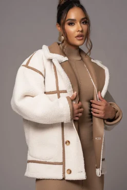 JLUXLABEL Tan Never Settle Reversible Teddy Jacket