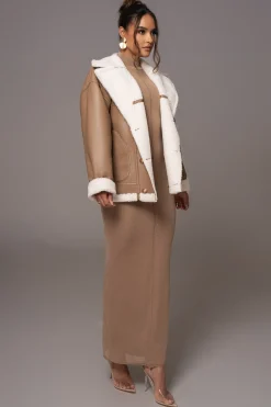 JLUXLABEL Tan Never Settle Reversible Teddy Jacket