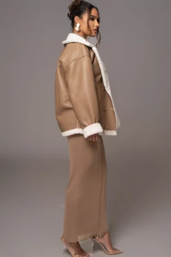 JLUXLABEL Tan Never Settle Reversible Teddy Jacket