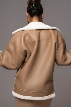 JLUXLABEL Tan Never Settle Reversible Teddy Jacket