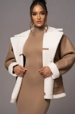 JLUXLABEL Tan Never Settle Reversible Teddy Jacket