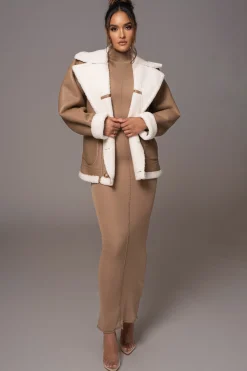 JLUXLABEL Tan Never Settle Reversible Teddy Jacket