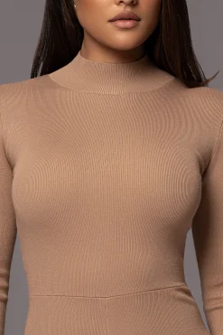 JLUXLABEL Tan Noel Sweater Knit Jumpsuit