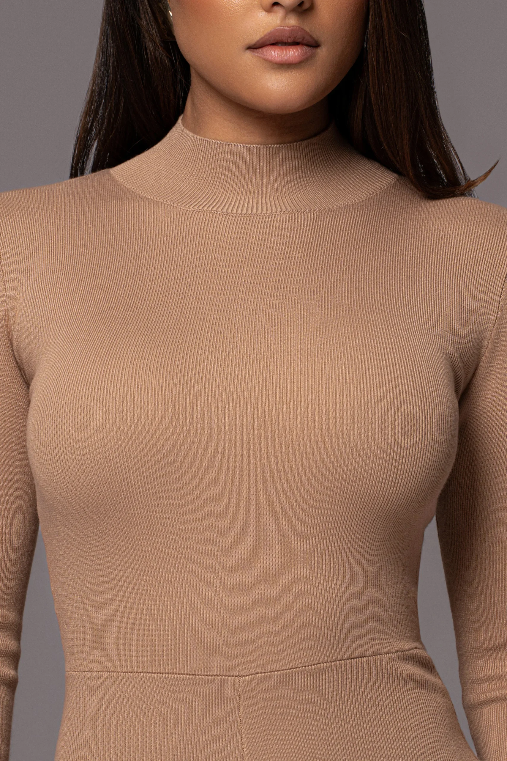 JLUXLABEL Tan Noel Sweater Knit Jumpsuit