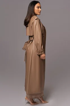 JLUXLABEL Tan Odin Faux Leather Coat