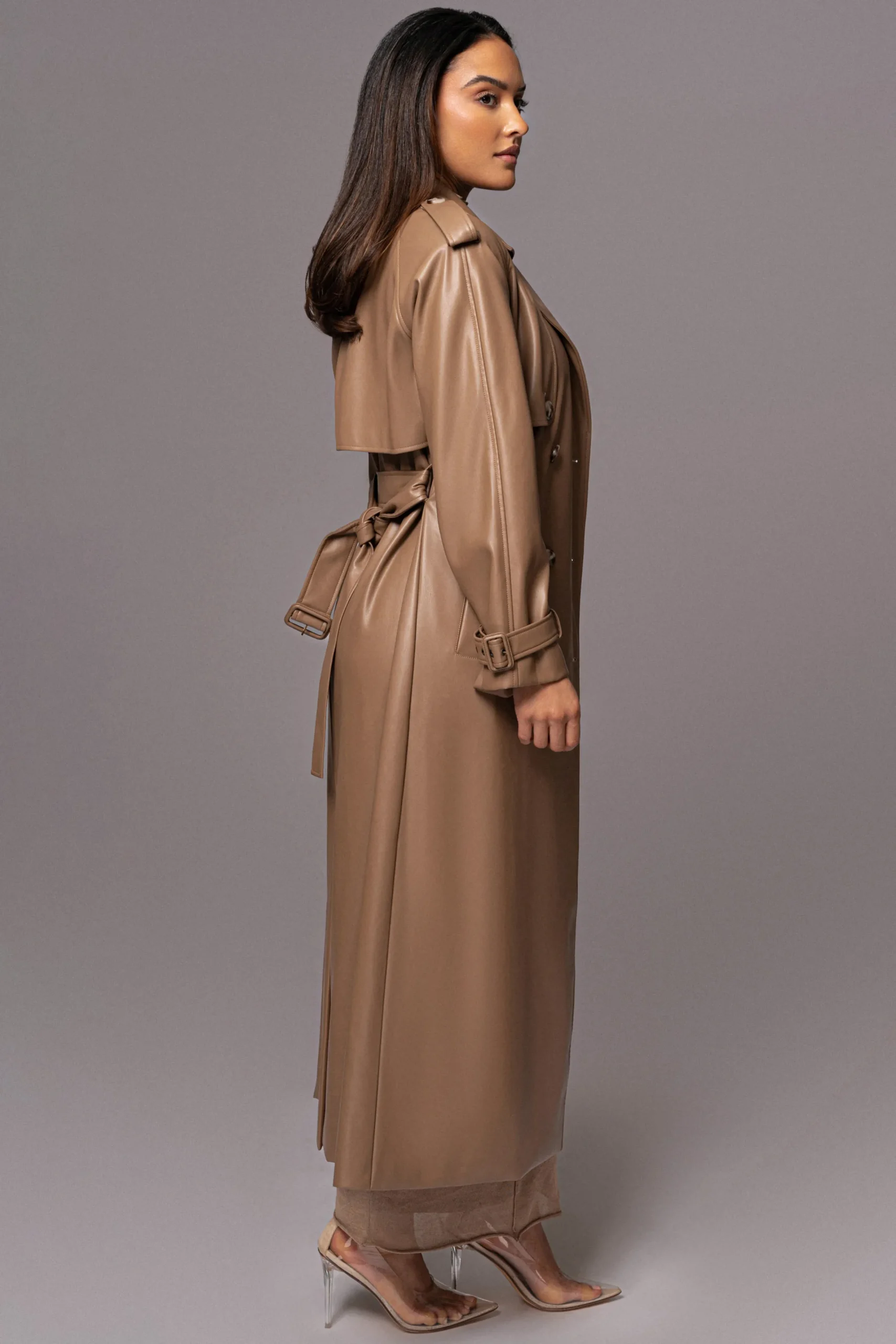 JLUXLABEL Tan Odin Faux Leather Coat