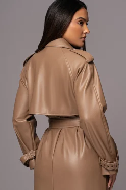 JLUXLABEL Tan Odin Faux Leather Coat