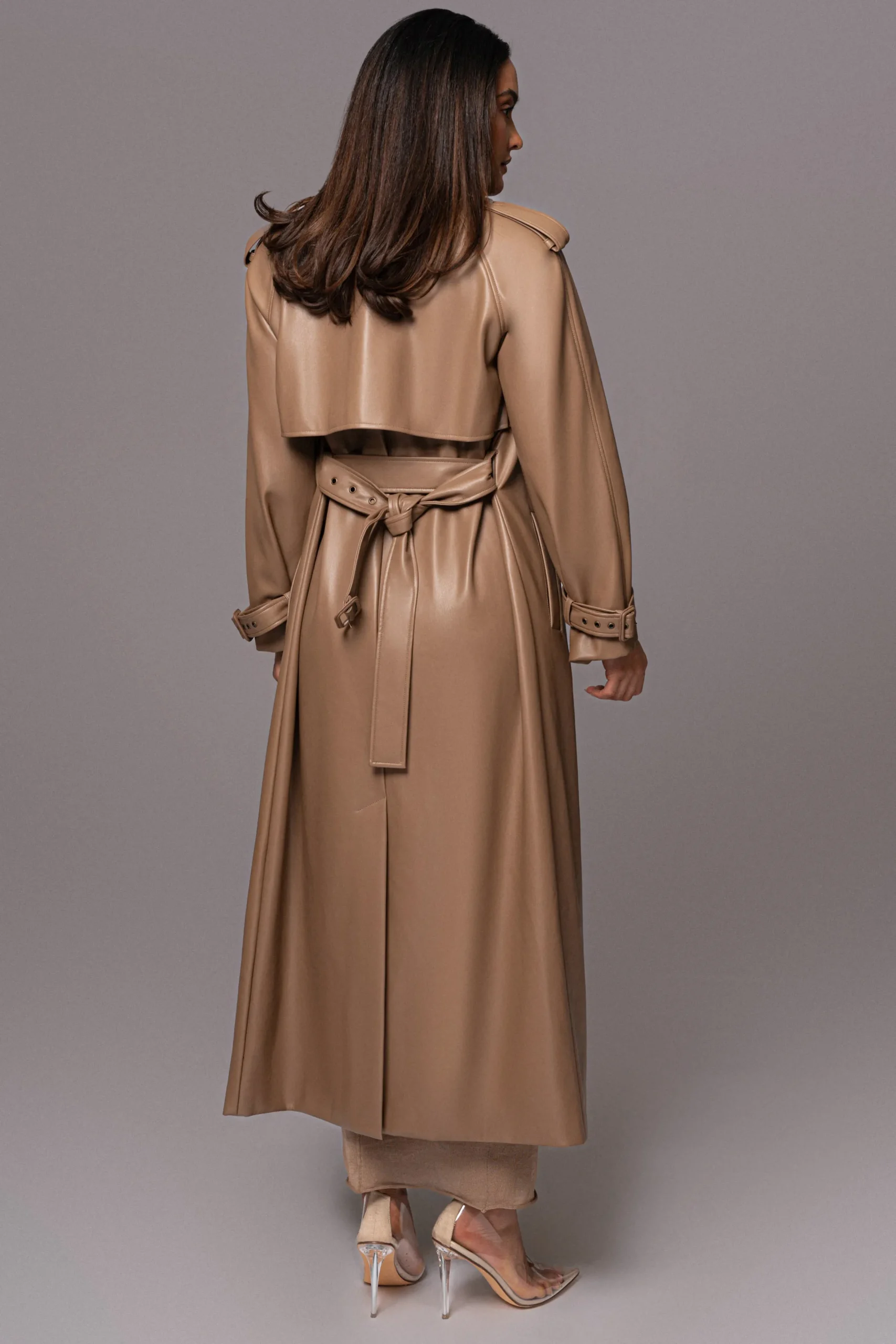 JLUXLABEL Tan Odin Faux Leather Coat