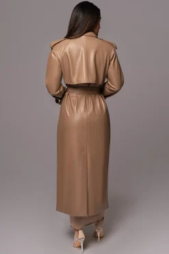 JLUXLABEL Tan Odin Faux Leather Coat