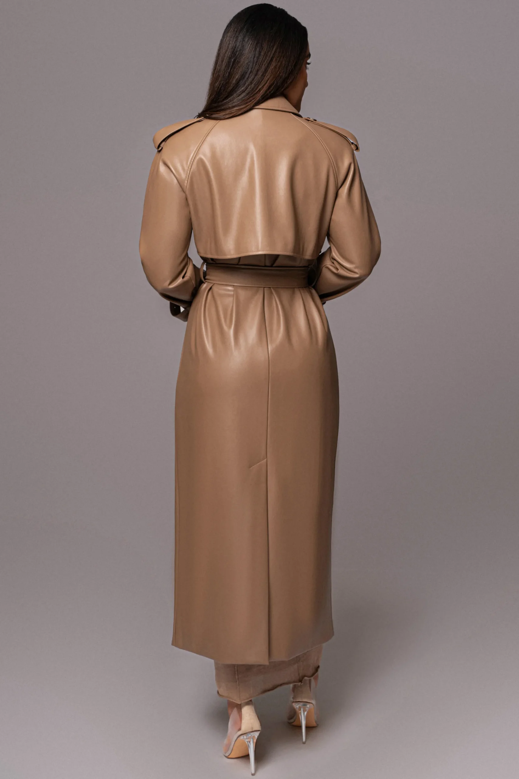 JLUXLABEL Tan Odin Faux Leather Coat