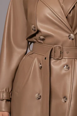 JLUXLABEL Tan Odin Faux Leather Coat