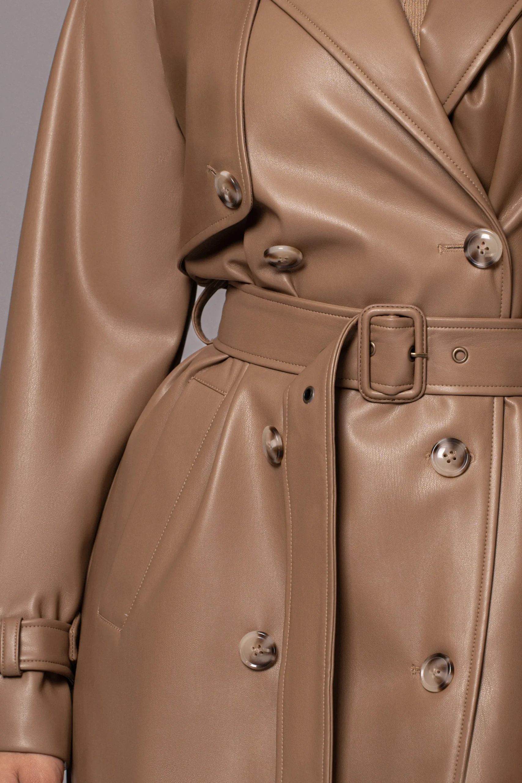 JLUXLABEL Tan Odin Faux Leather Coat