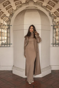 JLUXLABEL Tan Odin Faux Leather Coat