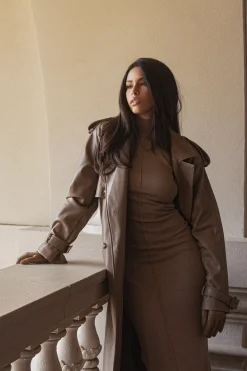 JLUXLABEL Tan Odin Faux Leather Coat