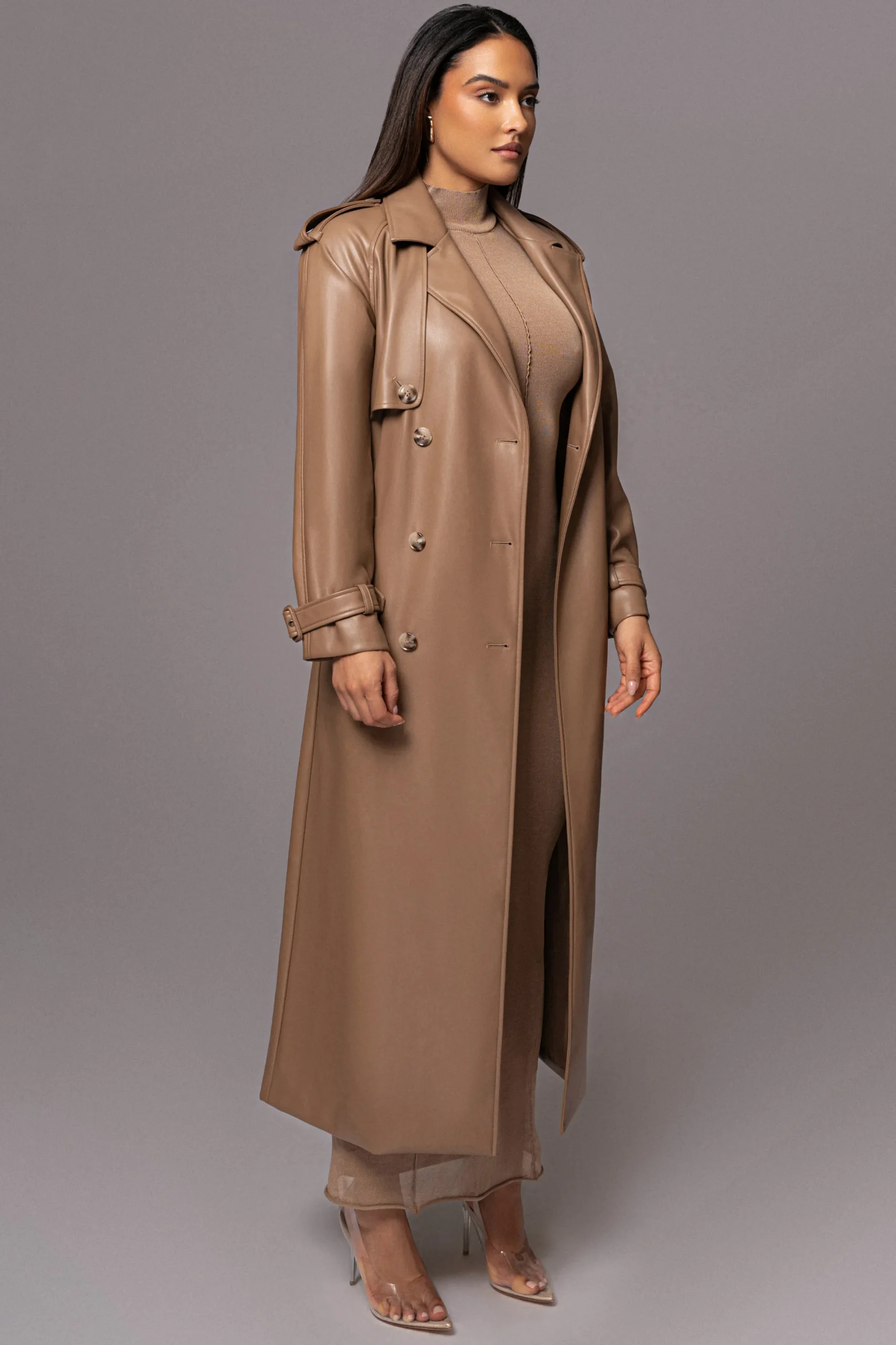 JLUXLABEL Tan Odin Faux Leather Coat