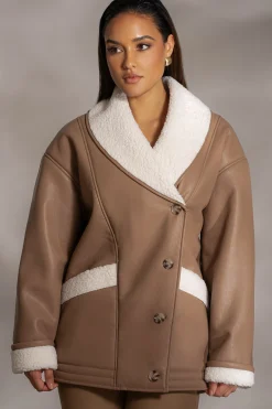 JLUXLABEL Tan Presley Faux Leather Coat