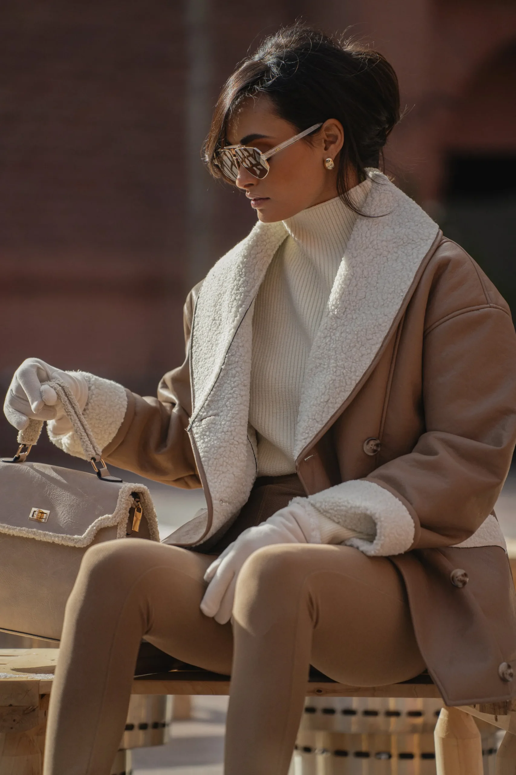 JLUXLABEL Tan Presley Faux Leather Coat