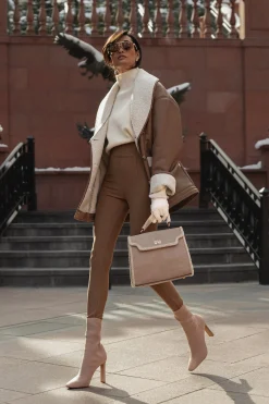 JLUXLABEL Tan Presley Faux Leather Coat