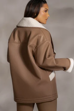 JLUXLABEL Tan Presley Faux Leather Coat