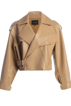 JLUXLABEL Tan Raja Faux Leather Jacket