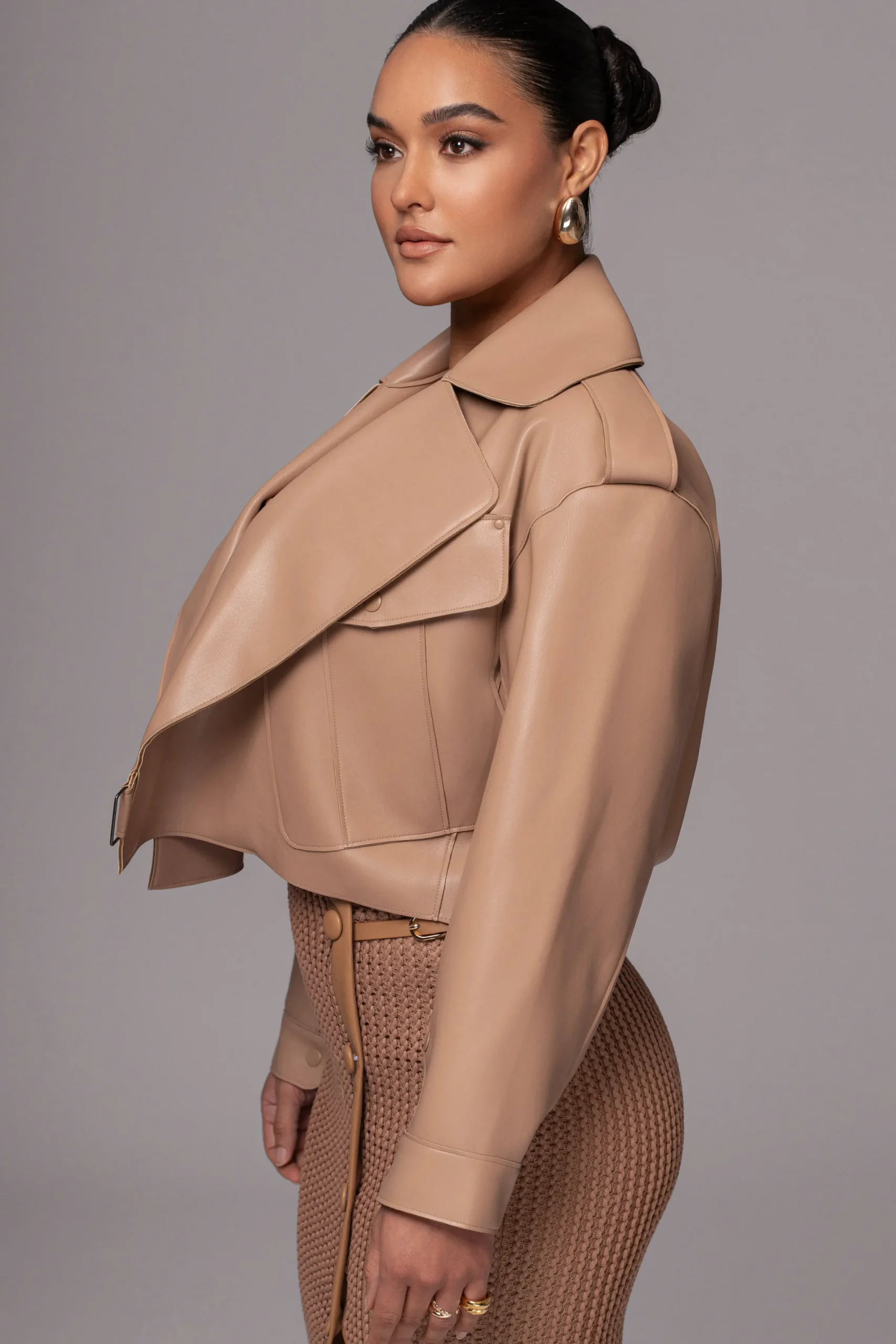 JLUXLABEL Tan Raja Faux Leather Jacket