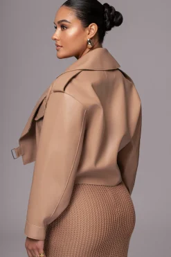 JLUXLABEL Tan Raja Faux Leather Jacket