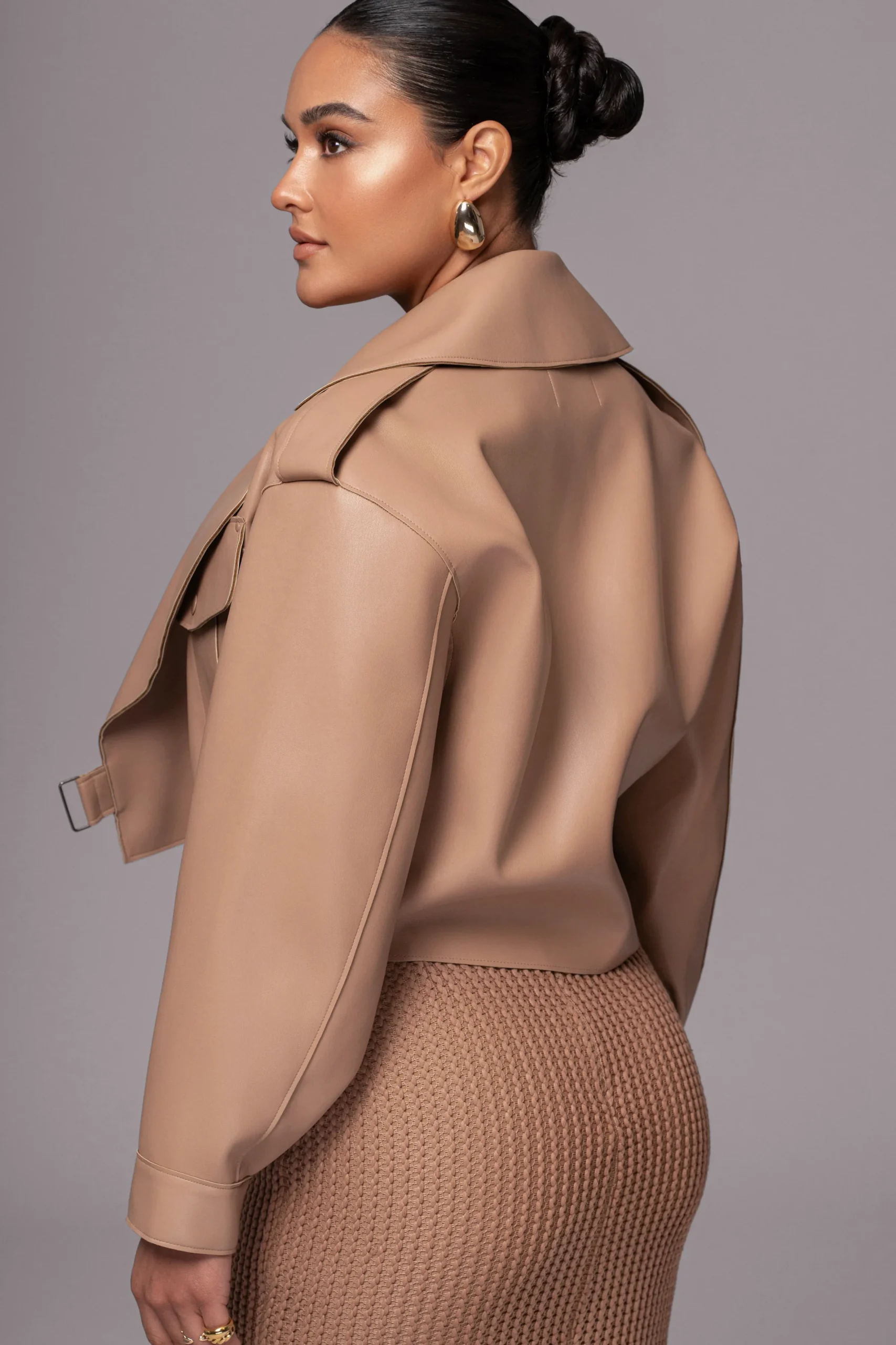 JLUXLABEL Tan Raja Faux Leather Jacket