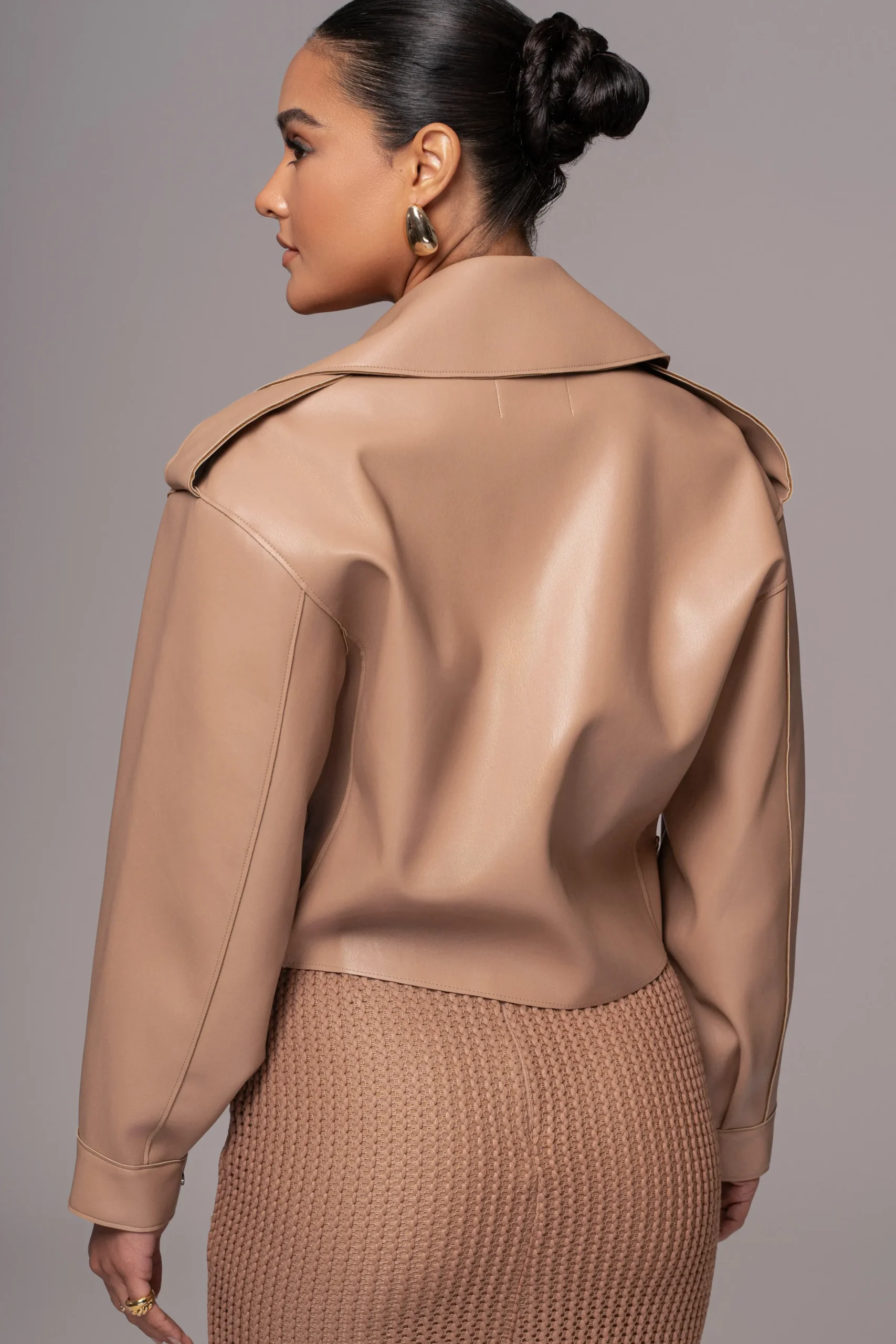 JLUXLABEL Tan Raja Faux Leather Jacket