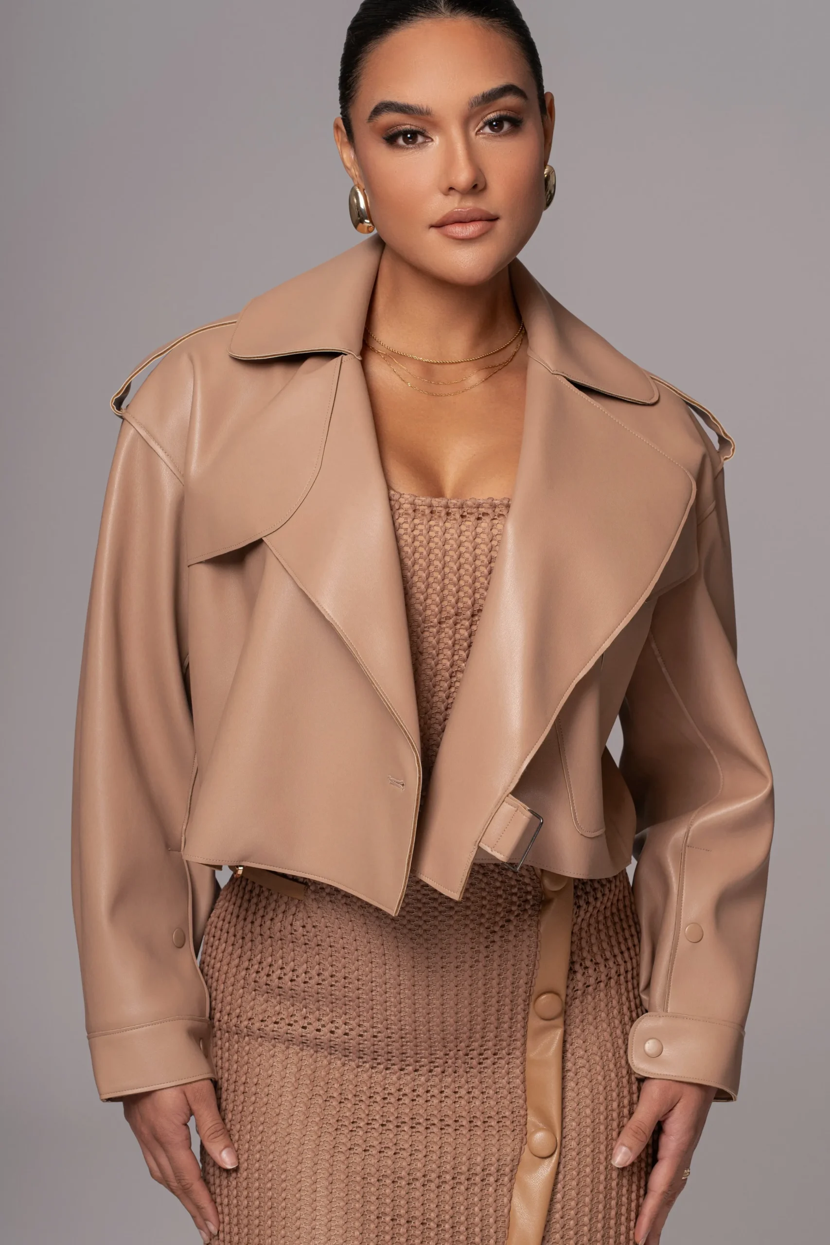 JLUXLABEL Tan Raja Faux Leather Jacket