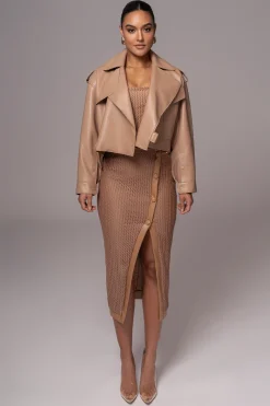 JLUXLABEL Tan Raja Faux Leather Jacket