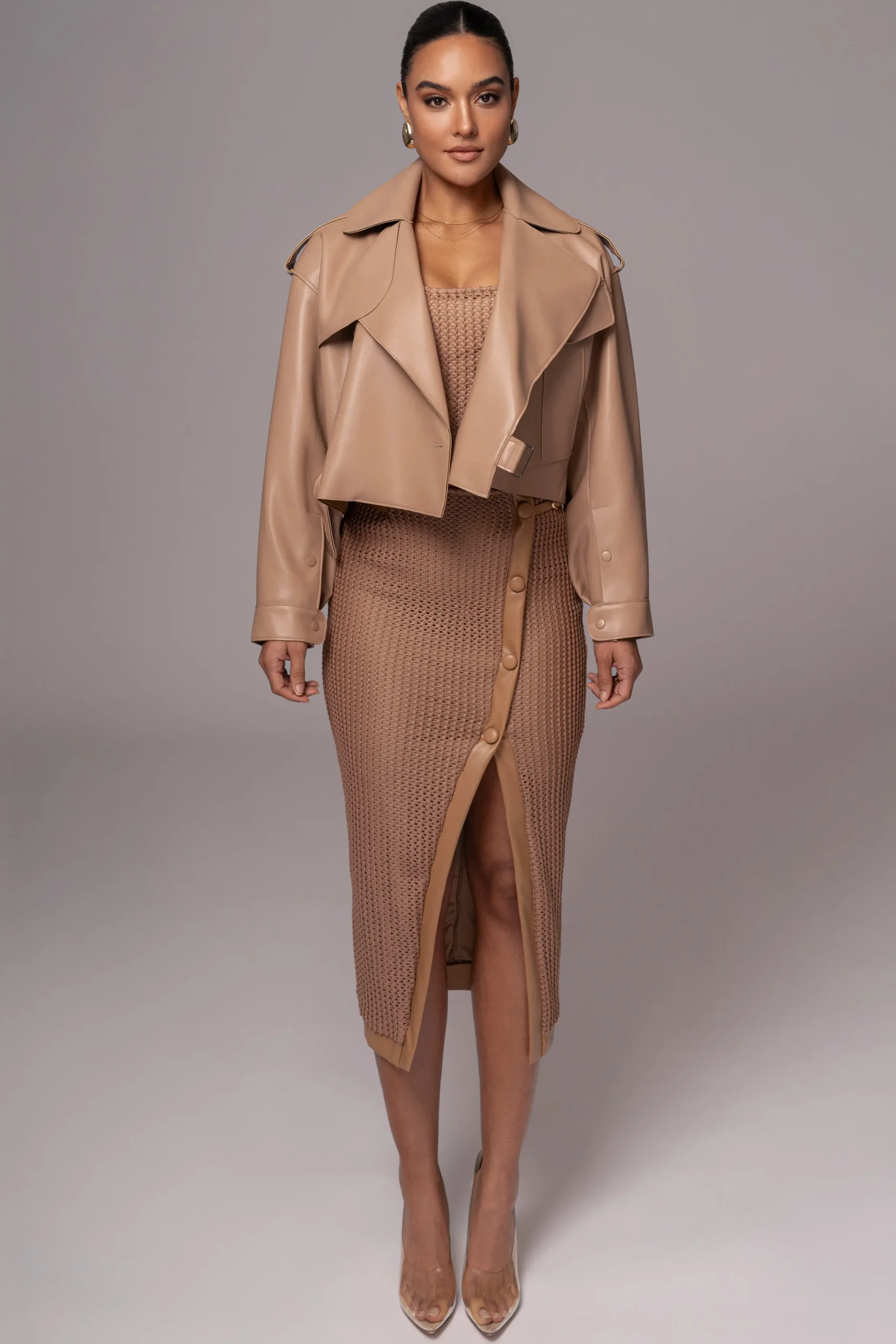 JLUXLABEL Tan Raja Faux Leather Jacket