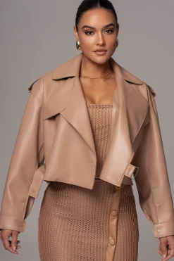 JLUXLABEL Tan Raja Faux Leather Jacket