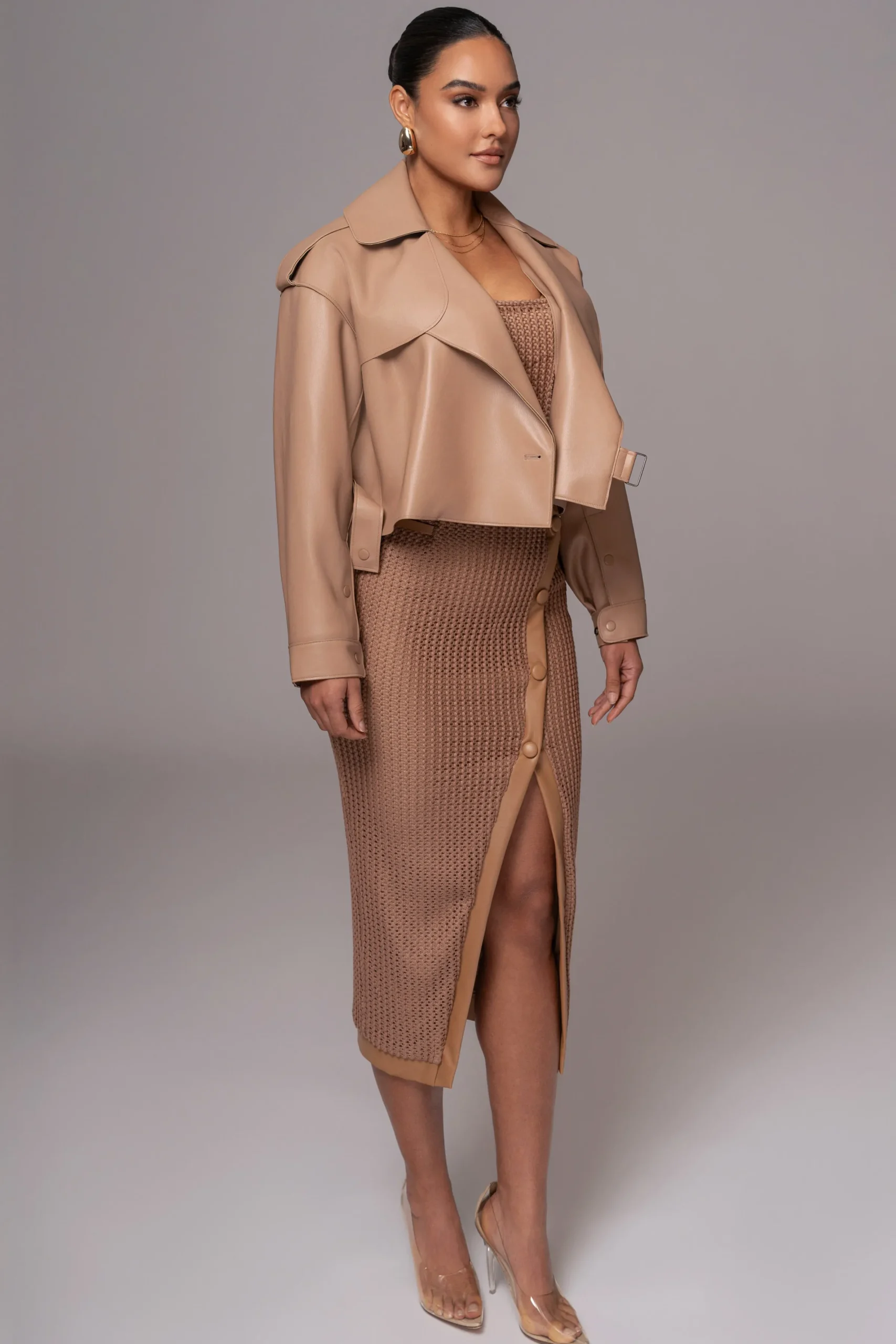 JLUXLABEL Tan Raja Faux Leather Jacket