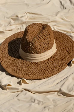 JLUXLABEL Tan Resort Ready Straw Hat