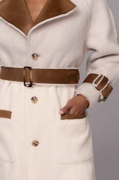 JLUXLABEL Tan Suede And Sherpa Reversible Coat