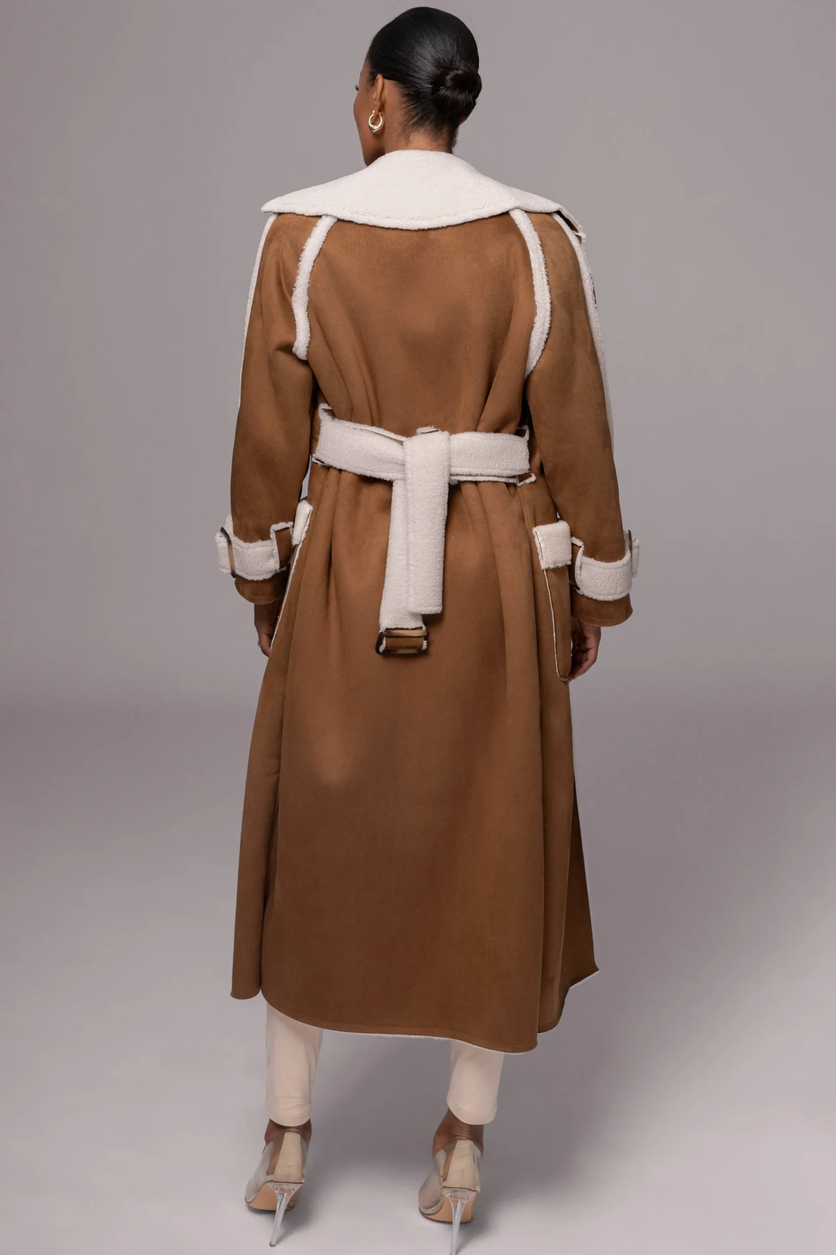 JLUXLABEL Tan Suede And Sherpa Reversible Coat